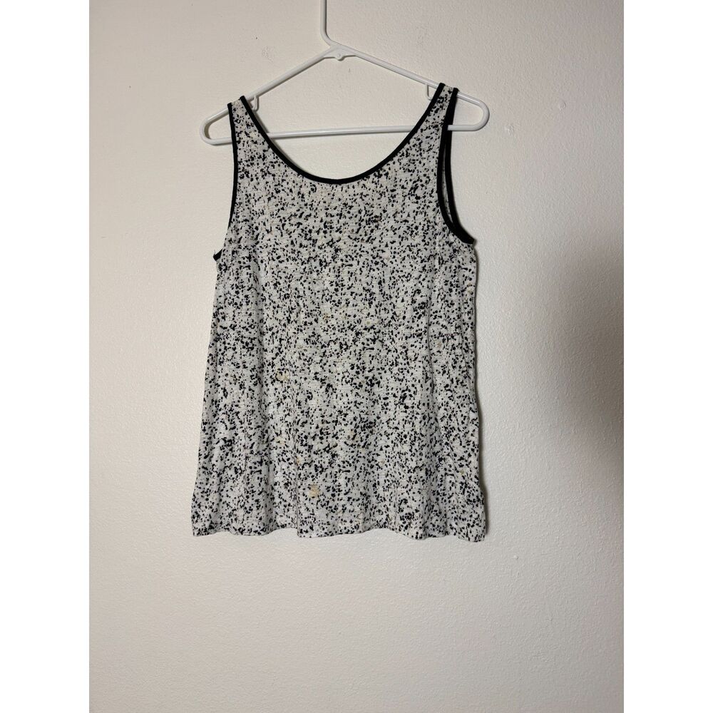 LOFT Cream Black Speckled Print Tank‎ Top Women's Small